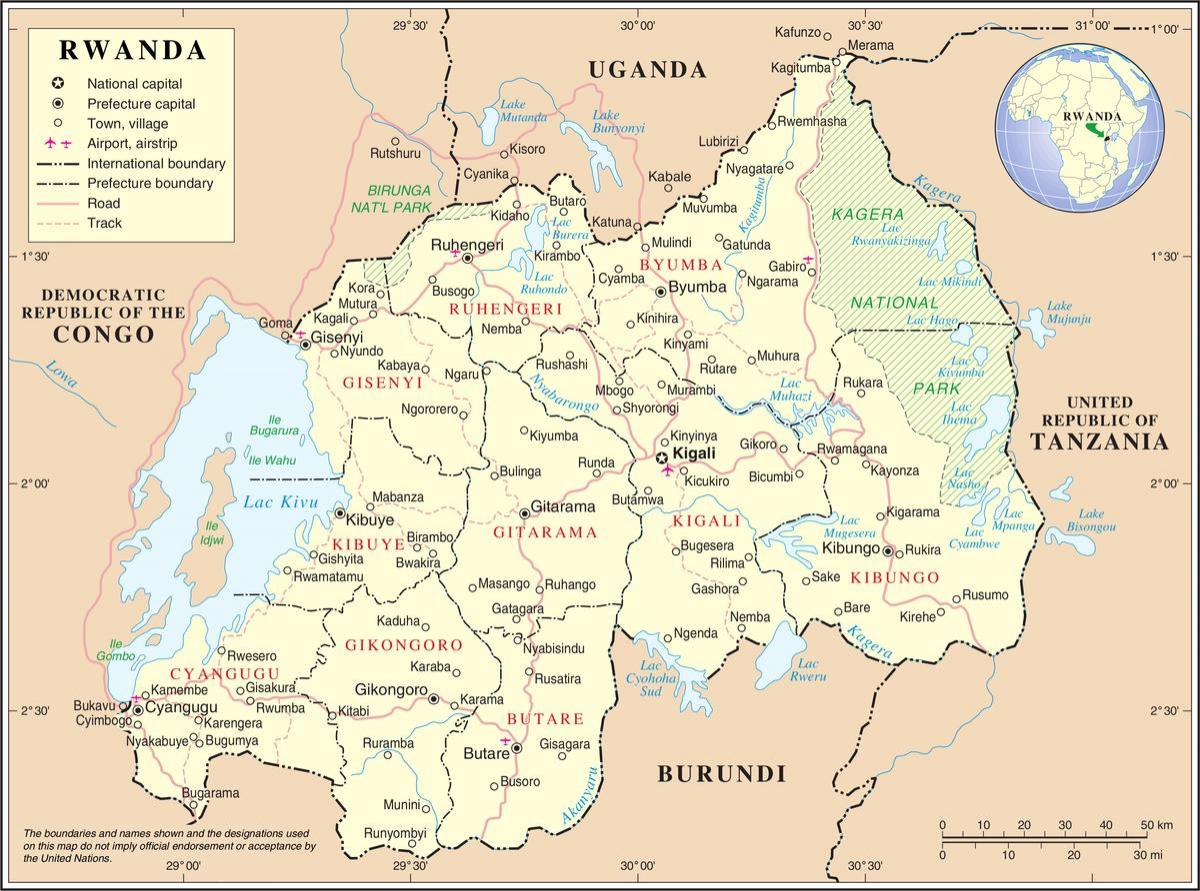 ramani ya ramani Rwanda nchi jirani