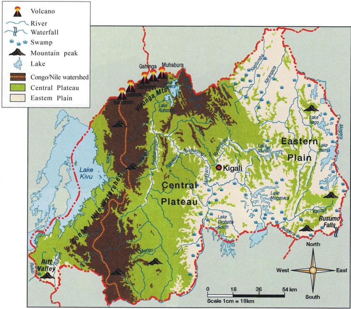 kijiografia ramani ya Rwanda