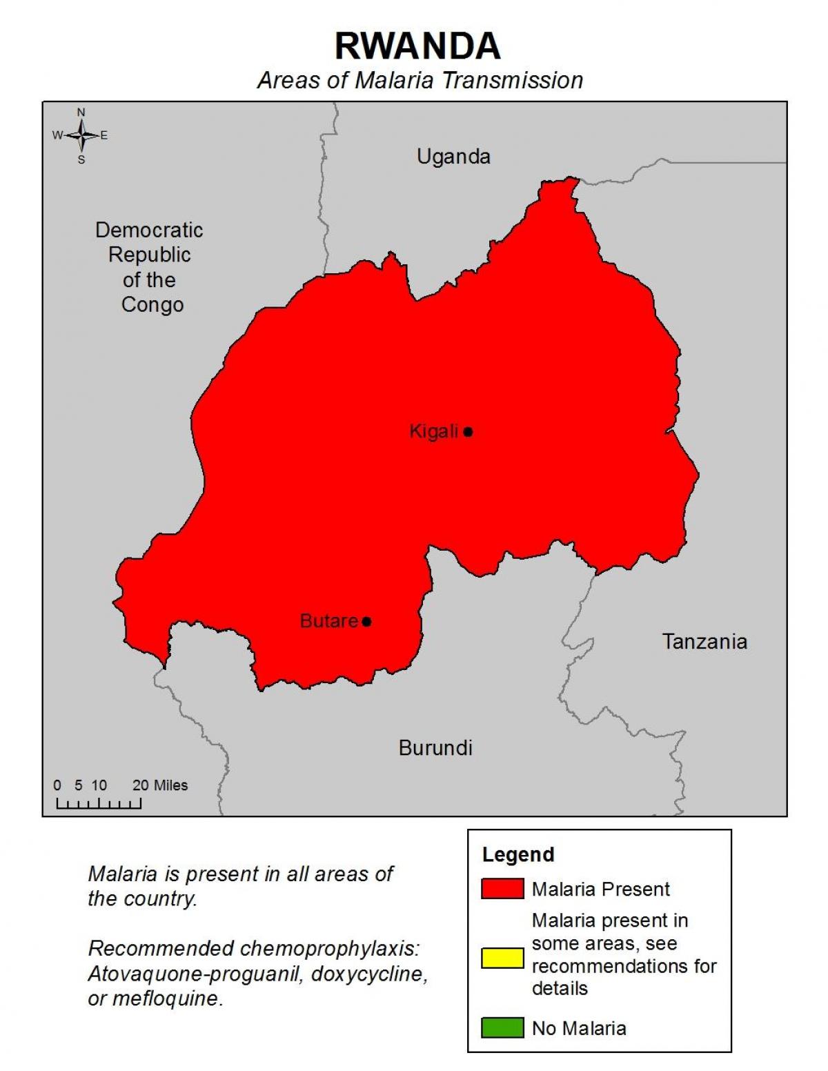 ramani ya Rwanda malaria